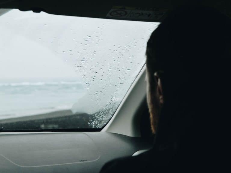 rain on a car's windshield